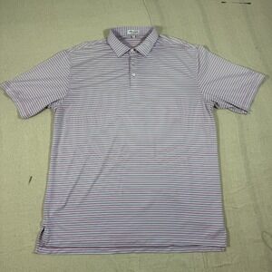 Peter Millar Summer Comfort Polo Shirt Men's XL Pink Blue Stripe Golf Club Of TN